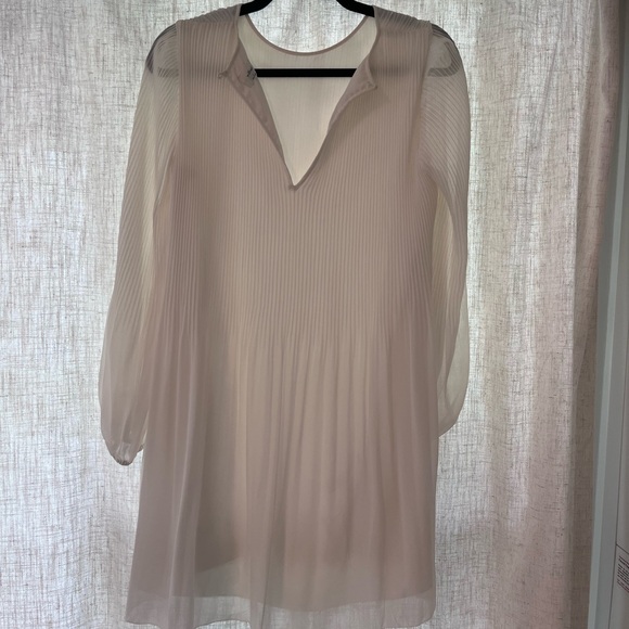Wilfred White Pleated Long-Sleeve Mini Dress - Picture 2 of 5